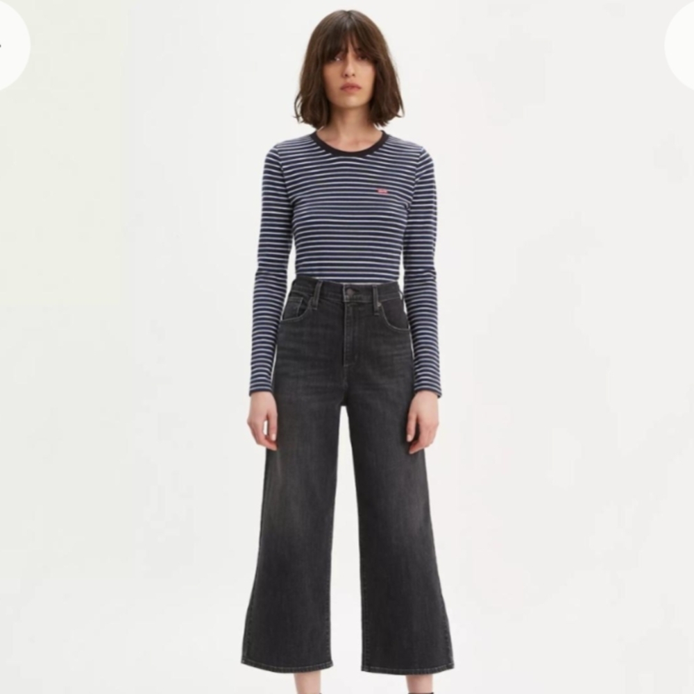 Women's Grey Wide-Leg Jeans